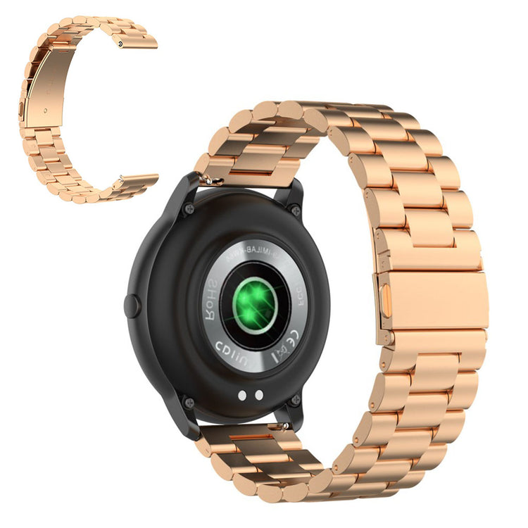 22mm Universal elegant three bead stainless steel watch band - Rose Gold#serie_2