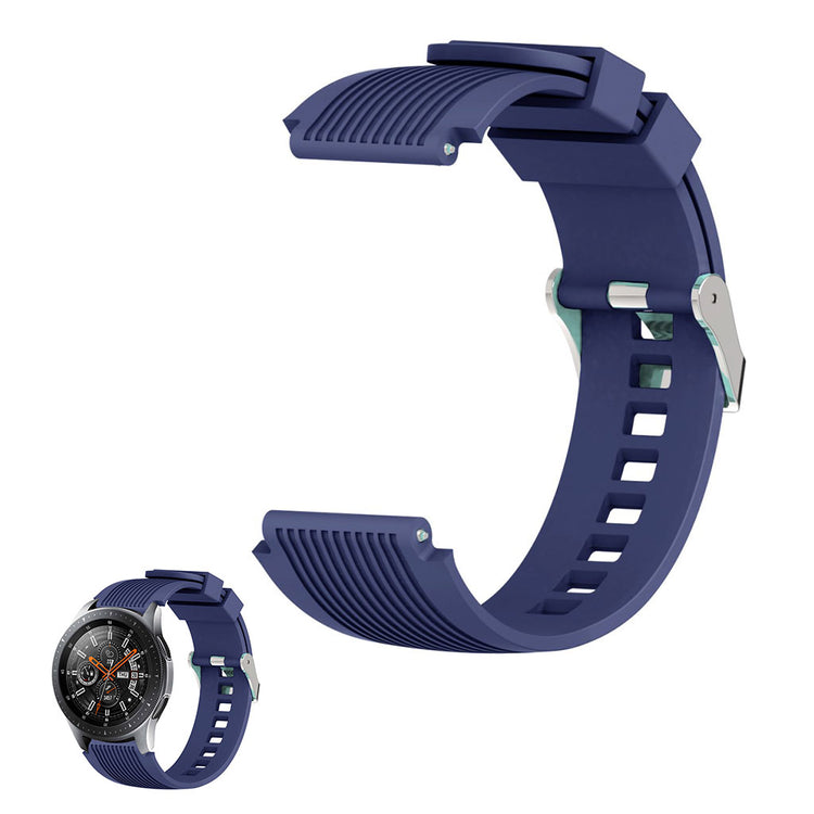 22mm Universal line etched silicone watch strap - Dark Blue#serie_9
