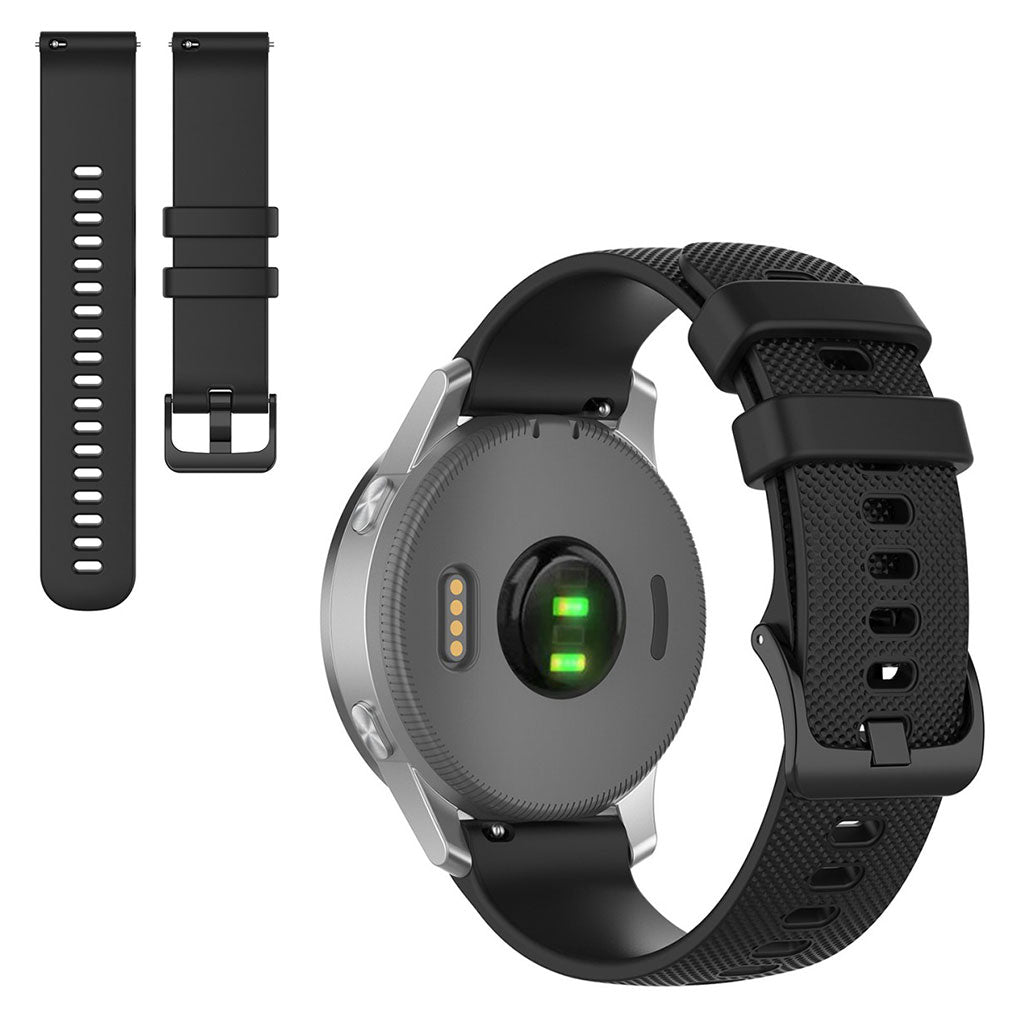 22mm Universal grid texture silicone watch strap - Black#serie_1