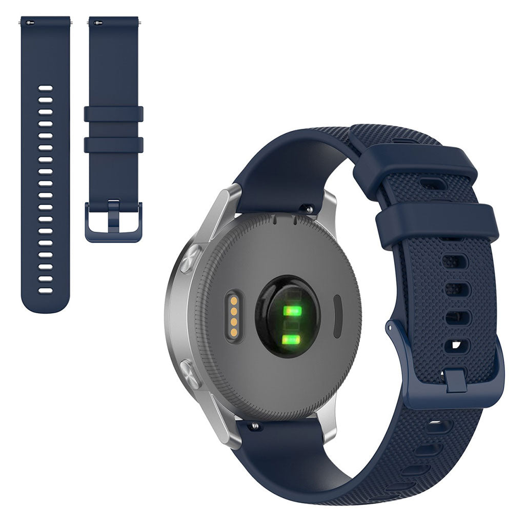 22mm Universal grid texture silicone watch strap - Dark Blue#serie_10