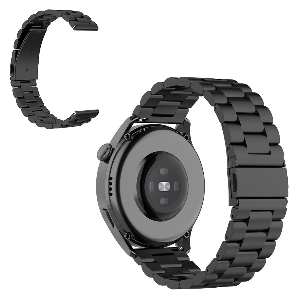 22mm Universal three bead stainless steel watch strap - Black#serie_1