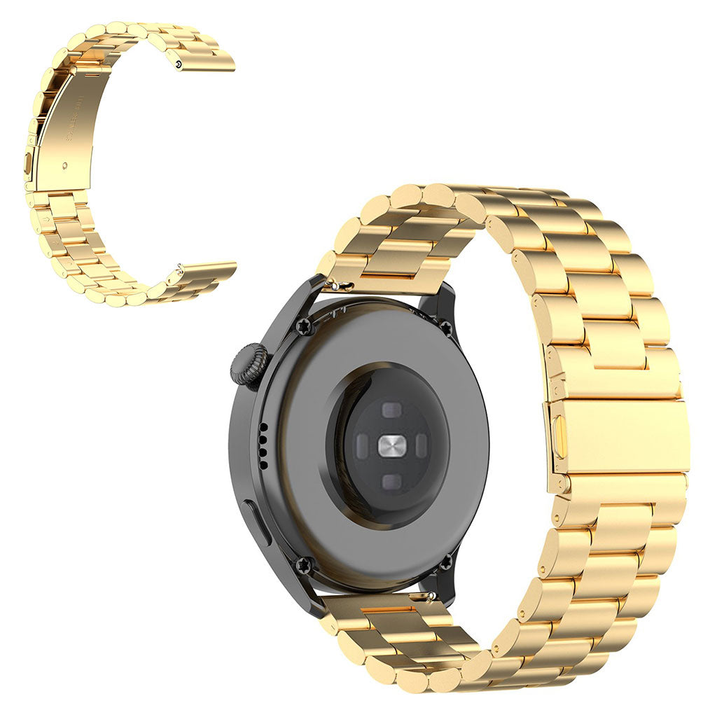 22mm Universal three bead stainless steel watch strap - Gold#serie_2