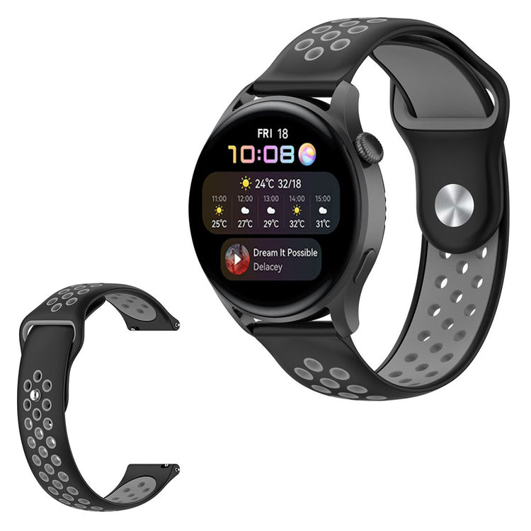22mm Universal dual color silicone watch strap - Black / Grey#serie_1