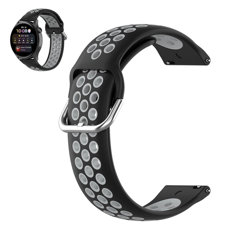 22mm Universal dual color silicone metal buckle watch strap - Black / Grey#serie_1