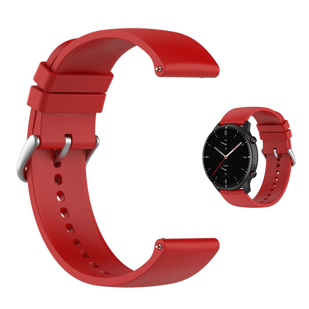 22mm Universal silicone quick release watch strap - Red / Silver Buckle#serie_1