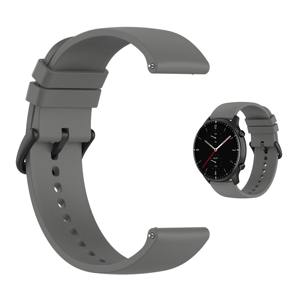 22mm Universal silicone quick release watch strap - Dark Grey / Black Buckle#serie_10