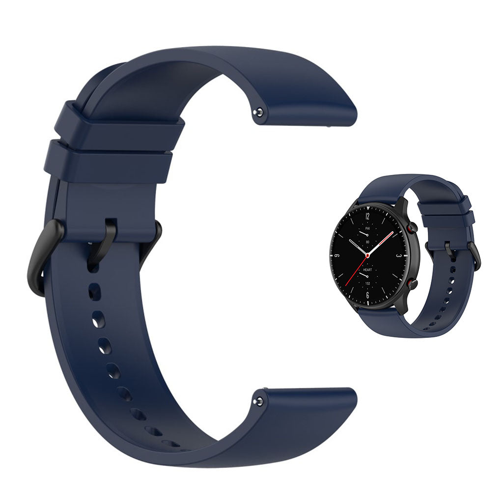 22mm Universal silicone quick release watch strap - Midnight Blue / Black Buckle#serie_12