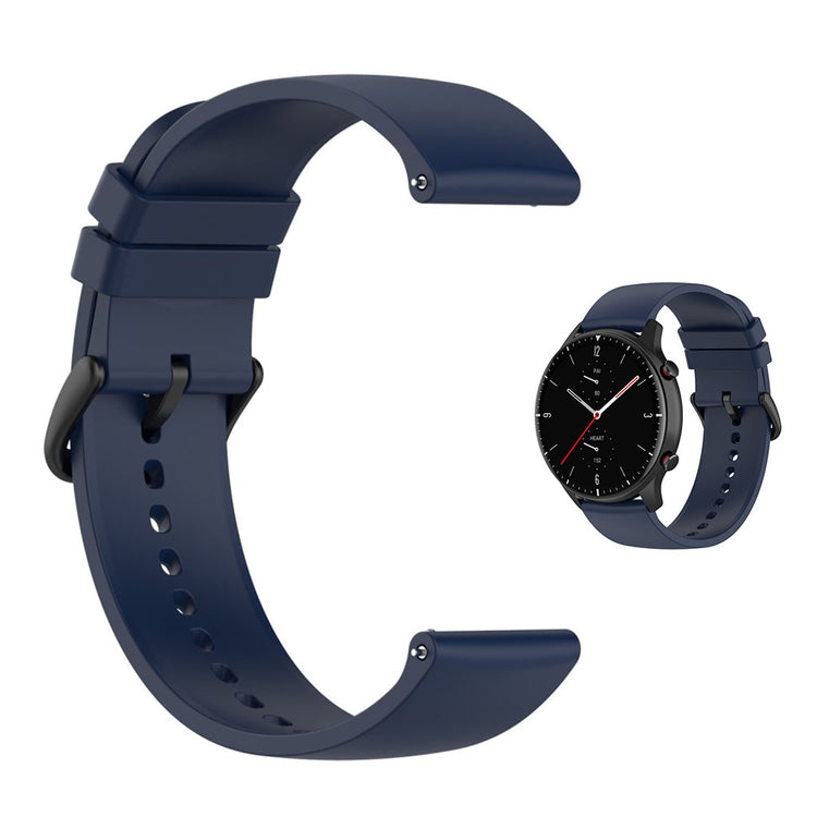 22mm Universal silicone quick release watch strap - Midnight Blue / Black Buckle#serie_12