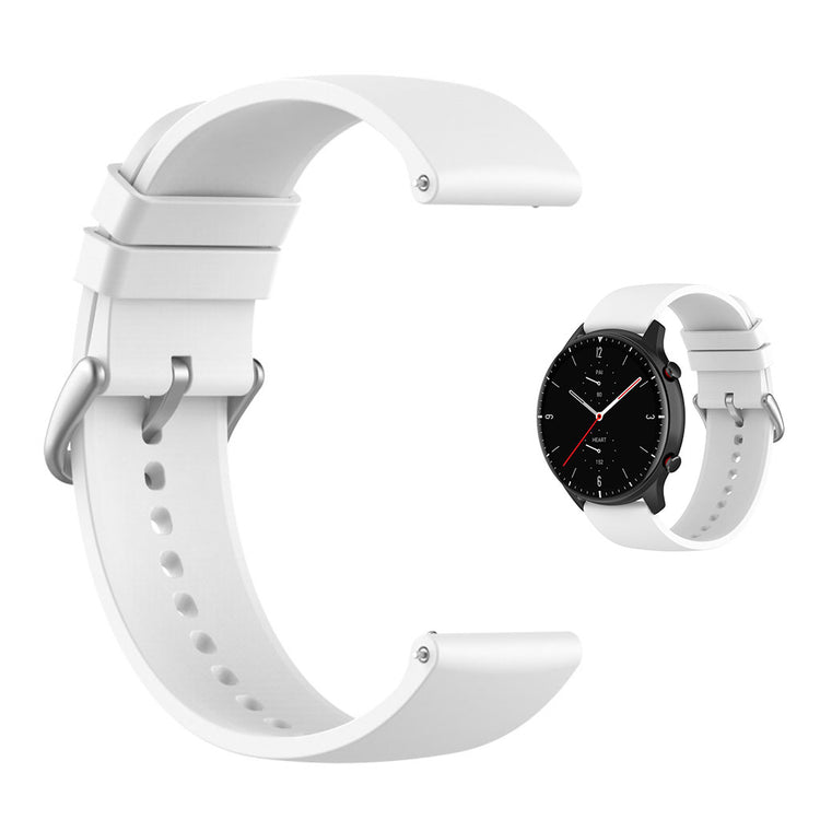 22mm Universal silicone quick release watch strap - White / Silver Buckle#serie_2