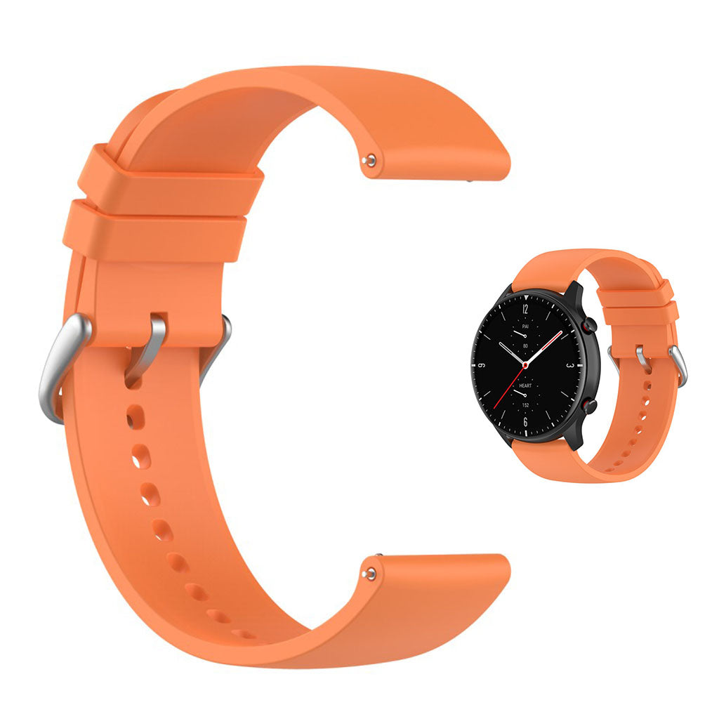 22mm Universal silicone quick release watch strap - Orange / Silver Buckle#serie_4