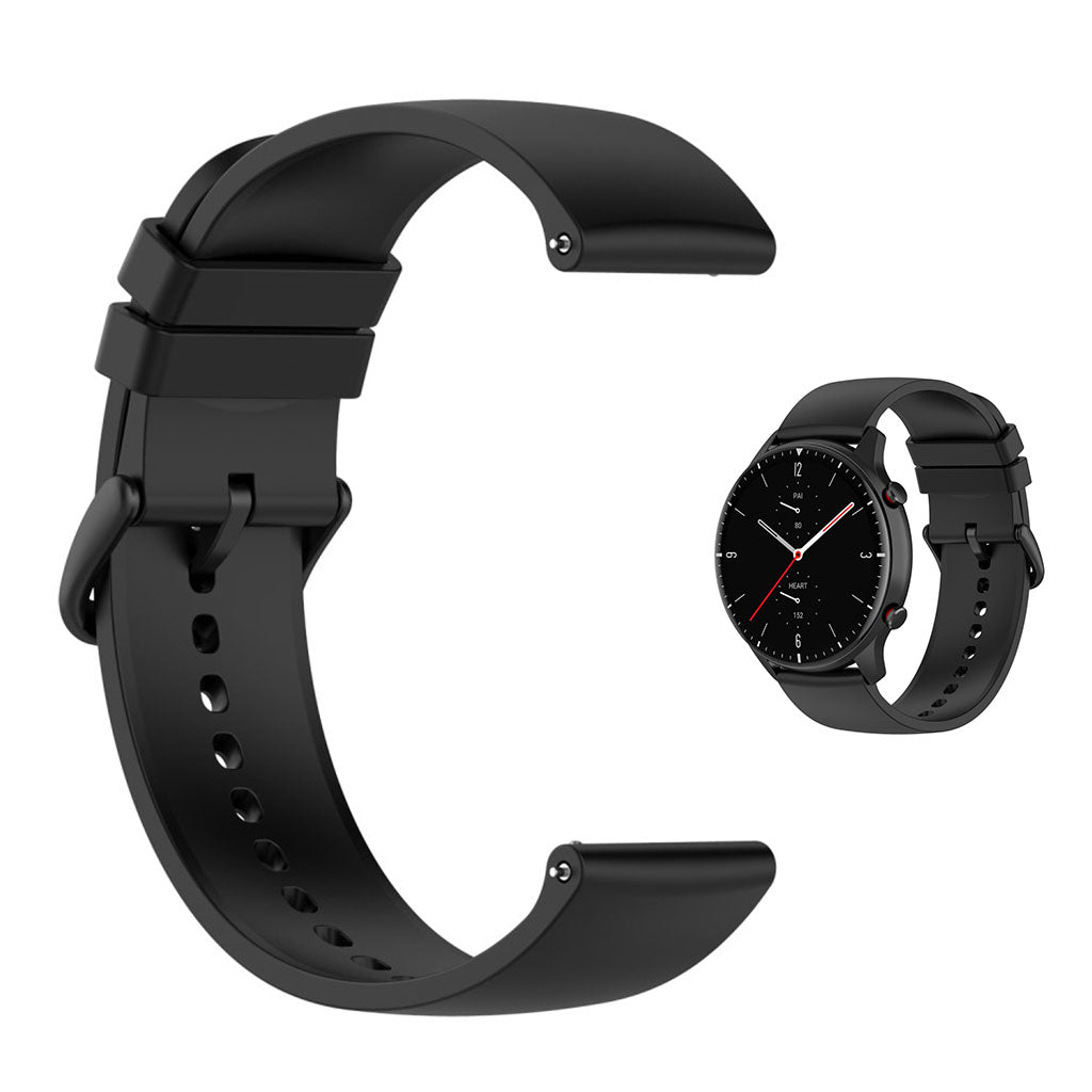 22mm Universal silicone quick release watch strap - Black / Black Buckle#serie_5