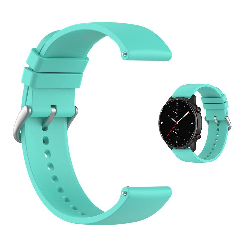 22mm Universal silicone quick release watch strap - Lake Blue / Silver Buckle#serie_6