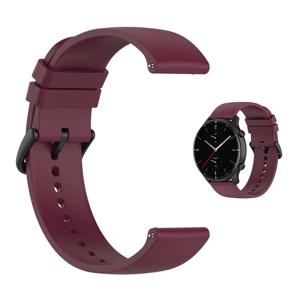 22mm Universal silicone quick release watch strap - Wine Red / Black Buckle#serie_7