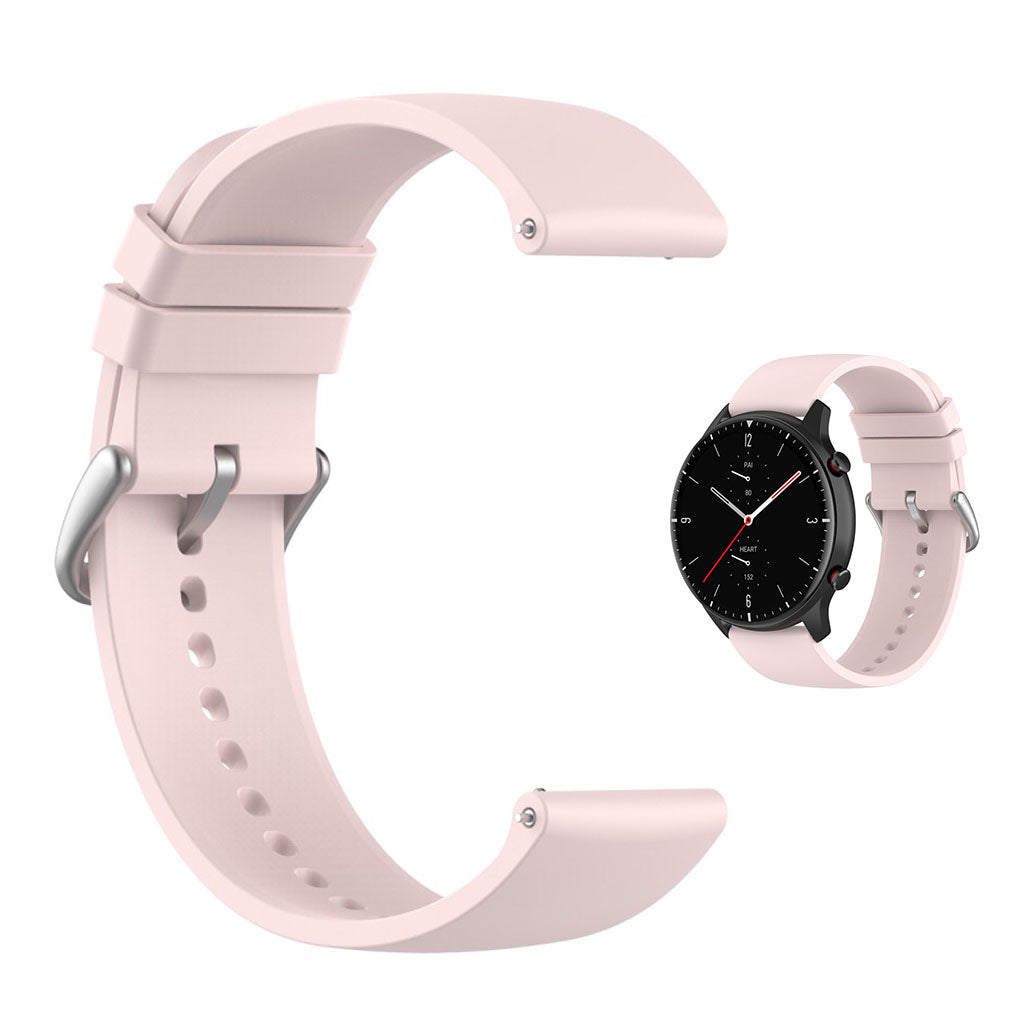 22mm Universal silicone quick release watch strap - Light Pink / Silver Buckle#serie_9