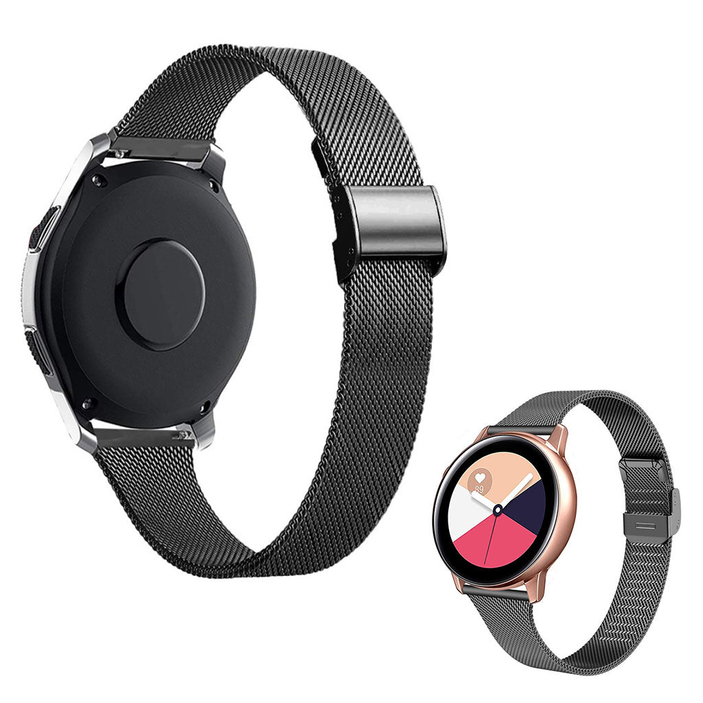 22mm Universal ultra thin stainless steel watch strap - Black#serie_1
