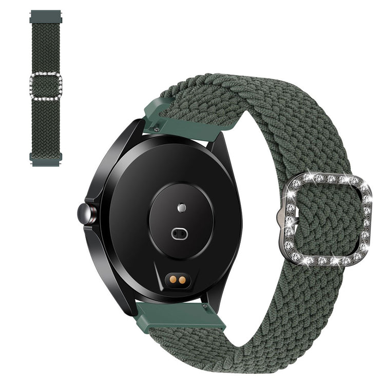 22mm Universal nylon + rhinestone buckle watch strap - Green#serie_11