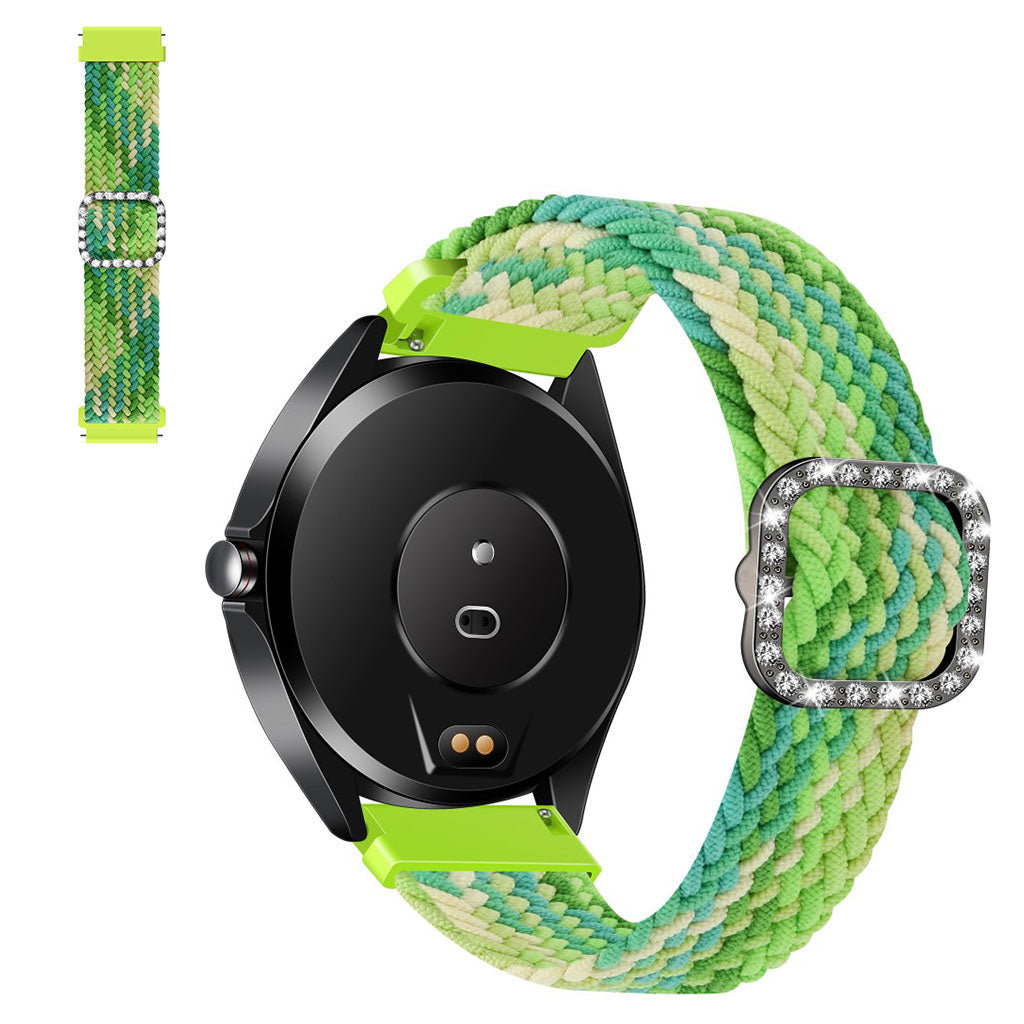 22mm Universal nylon + rhinestone buckle watch strap - Lime#serie_12