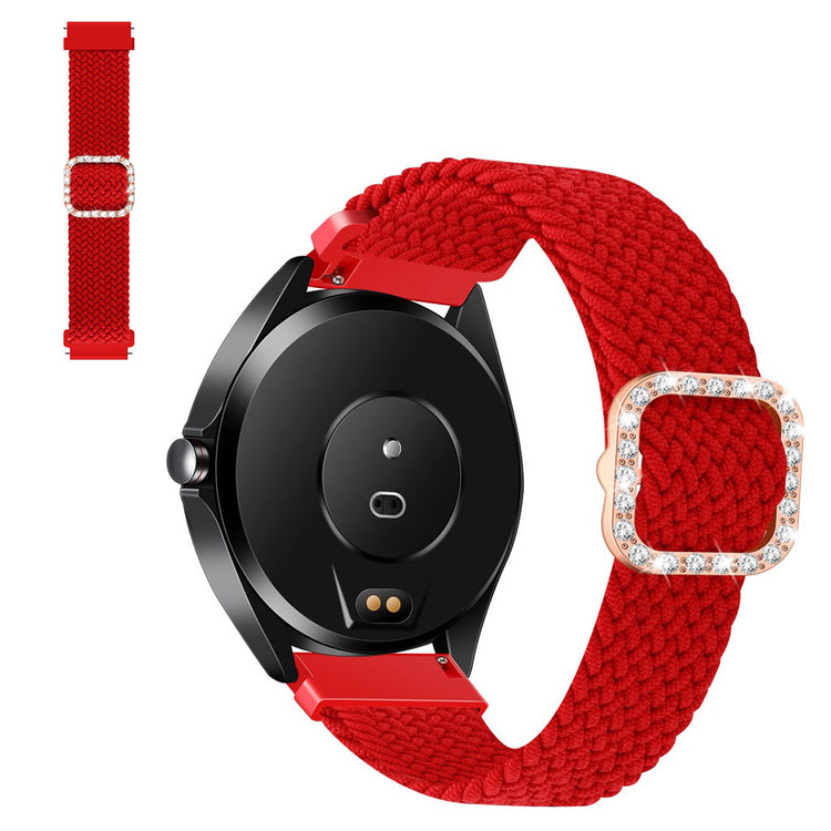 22mm Universal nylon + rhinestone buckle watch strap - Red#serie_16
