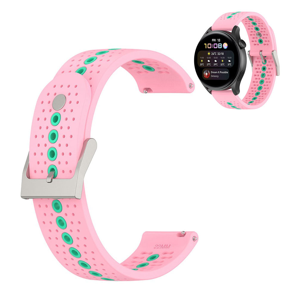 22mm dual color silicone watch strap for Samsung and Huawei watch - Pink / Teal#serie_2
