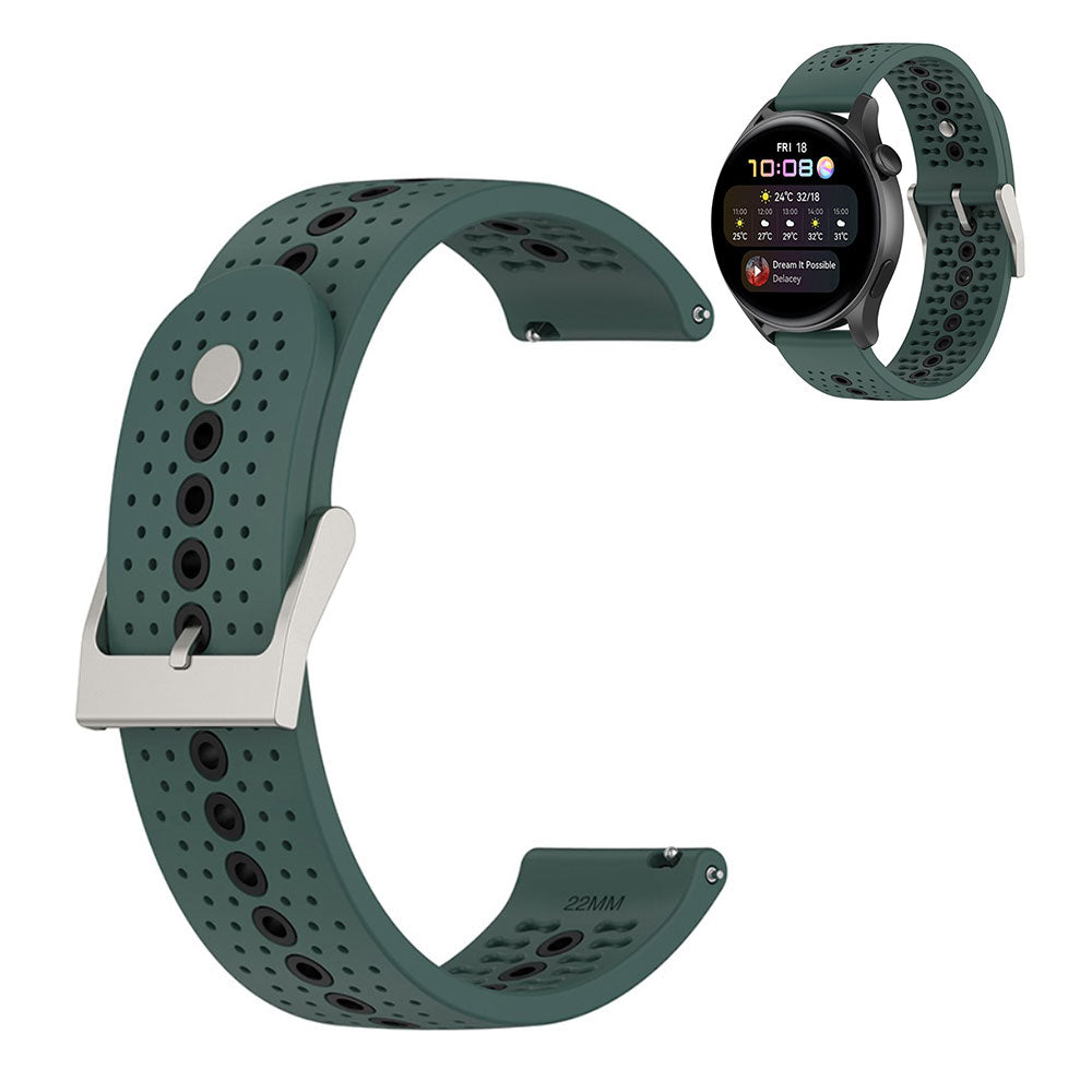 22mm dual color silicone watch strap for Samsung and Huawei watch - Olive Green / Black#serie_3