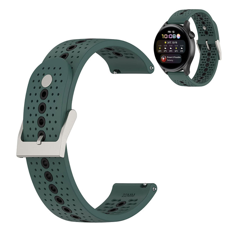 22mm dual color silicone watch strap for Samsung and Huawei watch - Olive Green / Black#serie_3