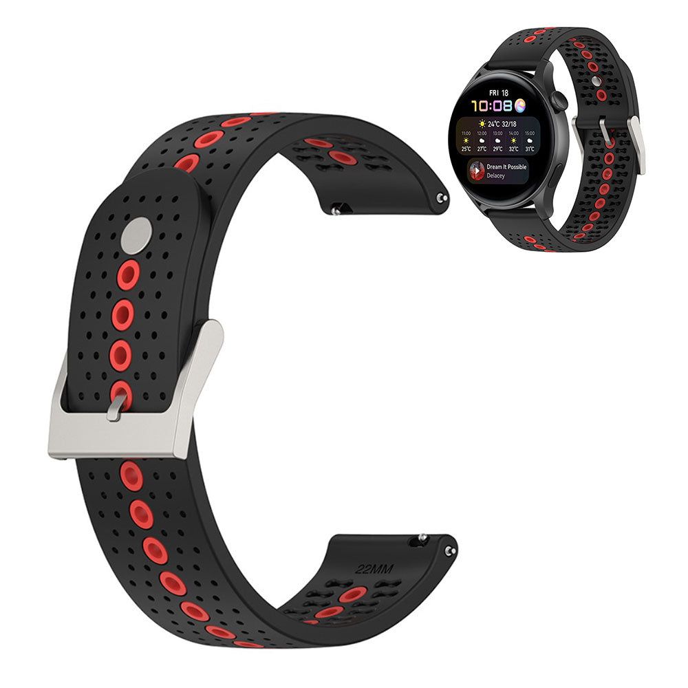 22mm dual color silicone watch strap for Samsung and Huawei watch - Black / Orange#serie_4