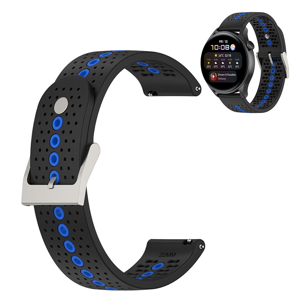 22mm dual color silicone watch strap for Samsung and Huawei watch - Black / Blue#serie_5