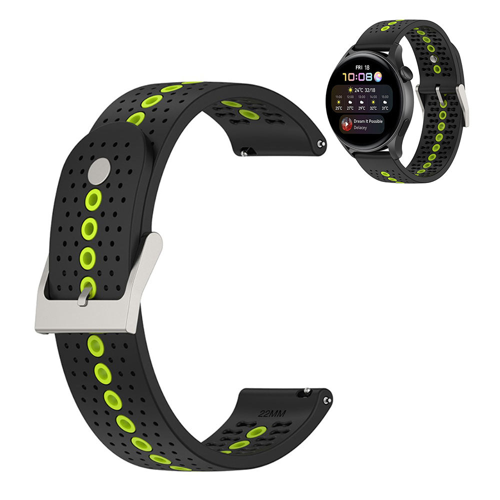 22mm dual color silicone watch strap for Samsung and Huawei watch - Black / Lime#serie_6