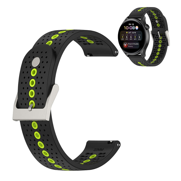 22mm dual color silicone watch strap for Samsung and Huawei watch - Black / Lime#serie_6