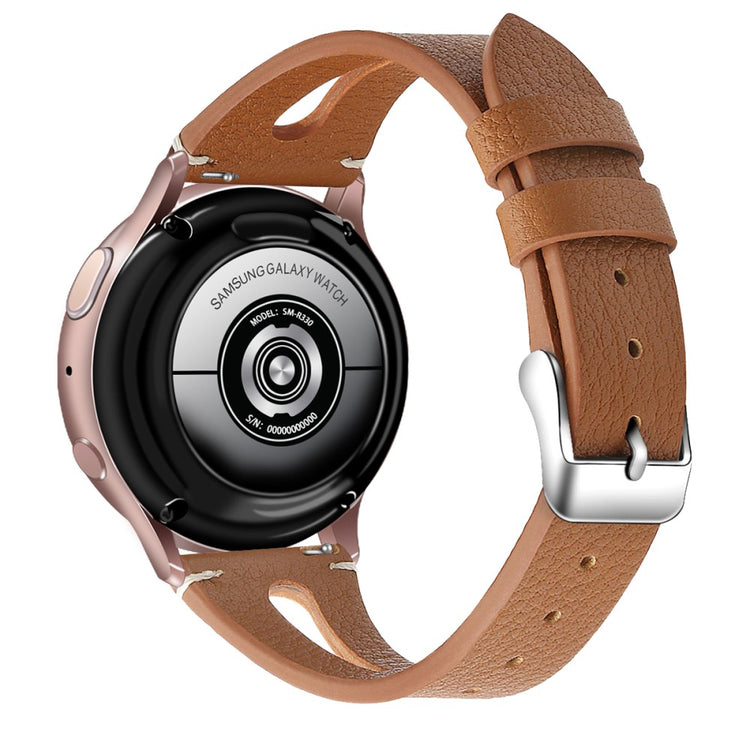 20mm Universal genuine leather watch strap with cutouts - Brown#serie_4