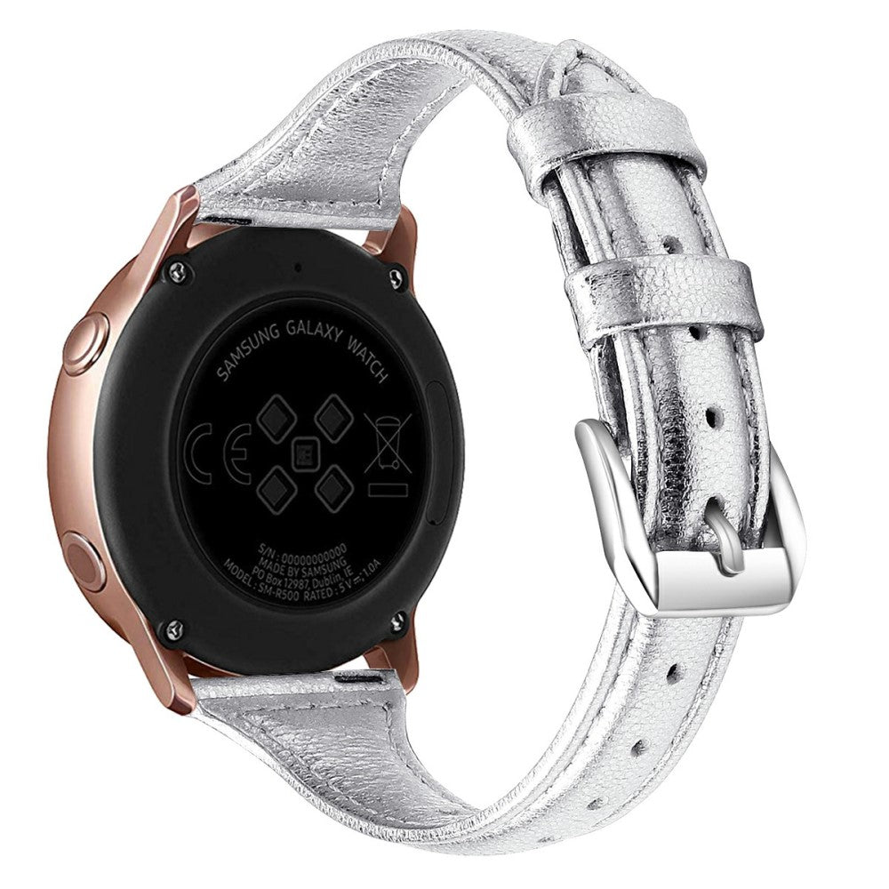 22mm Universal simple genuine leather watch strap with - Silver#serie_12