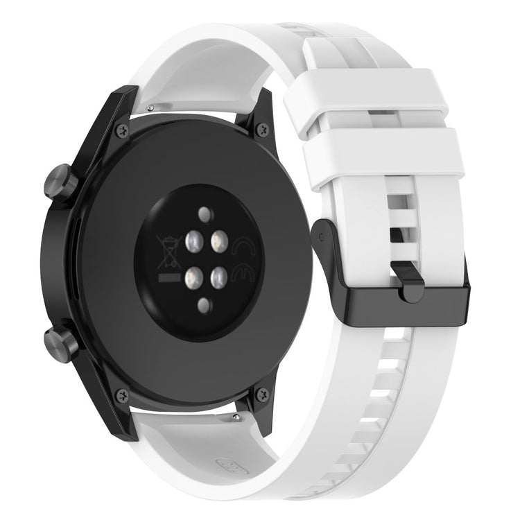 20mm Universal silicone watch strap - Black Steel Buckle / White#serie_14