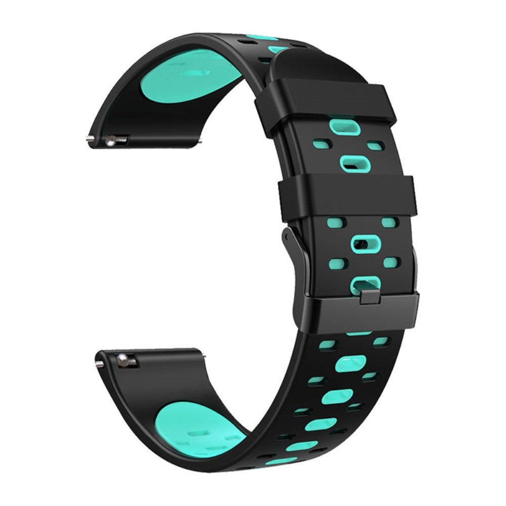 22mm Universal bi-color silicone watch strap - Black / Teal#serie_1