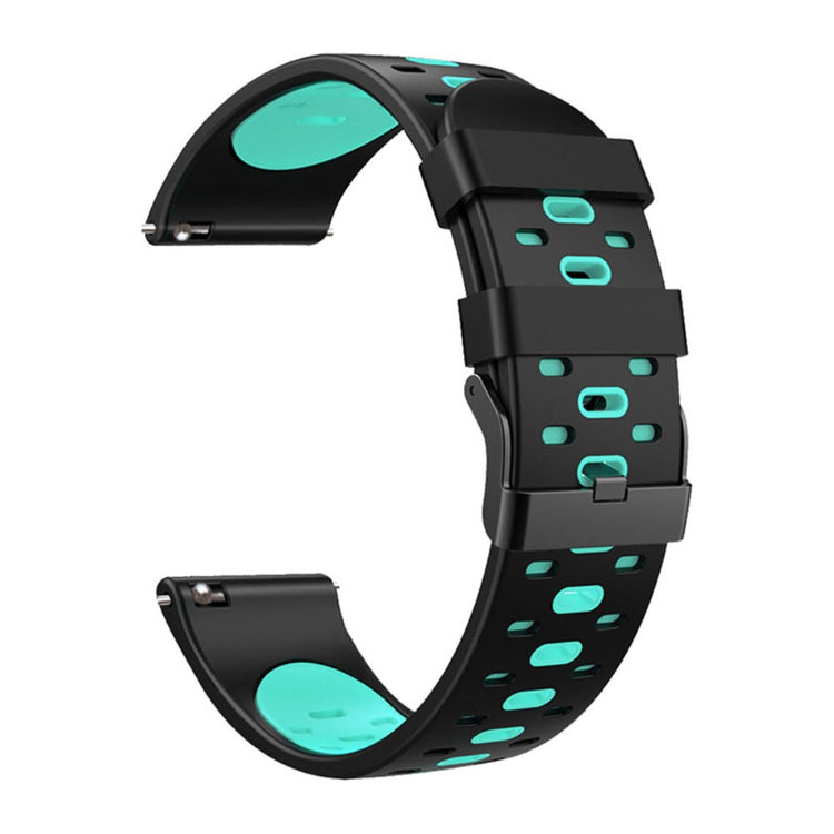 22mm Universal bi-color silicone watch strap - Black / Teal#serie_1