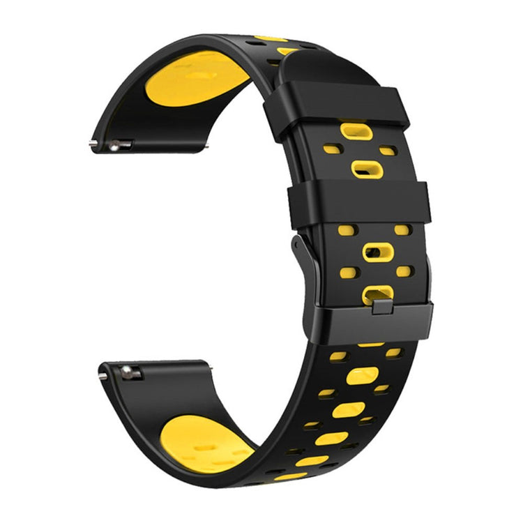 22mm Universal bi-color silicone watch strap - Black / Yellow#serie_3