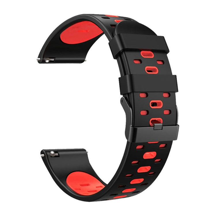 22mm Universal bi-color silicone watch strap - Black / Red#serie_4
