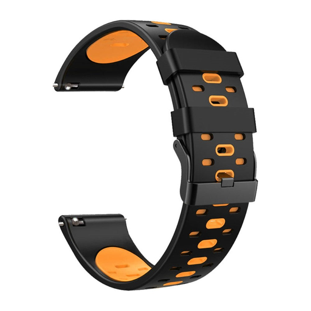 22mm Universal bi-color silicone watch strap - Black / Orange#serie_5