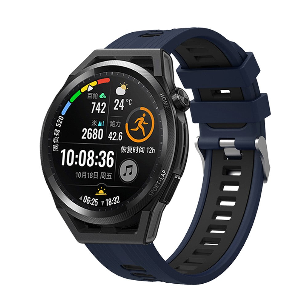 22mm Universal dual color silicone watch strap - Midnight Blue / Black#serie_14