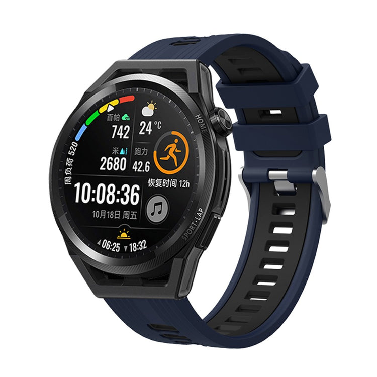22mm Universal dual color silicone watch strap - Midnight Blue / Black#serie_14