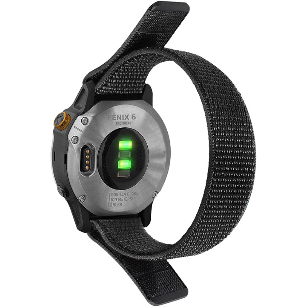 22mm Universal nylon loop fastener watch strap - Black#serie_1