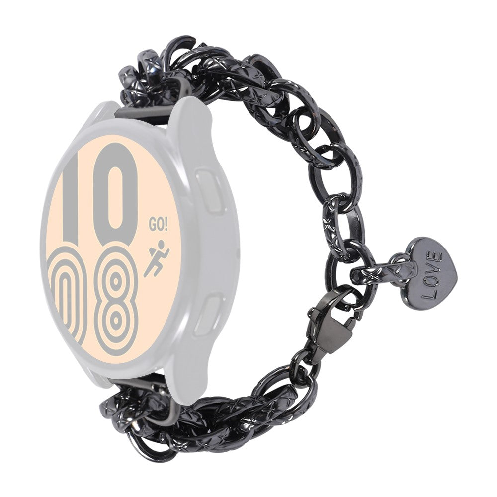 20mm Universal cute heart pendant stainless steel watch strap - Black#serie_1