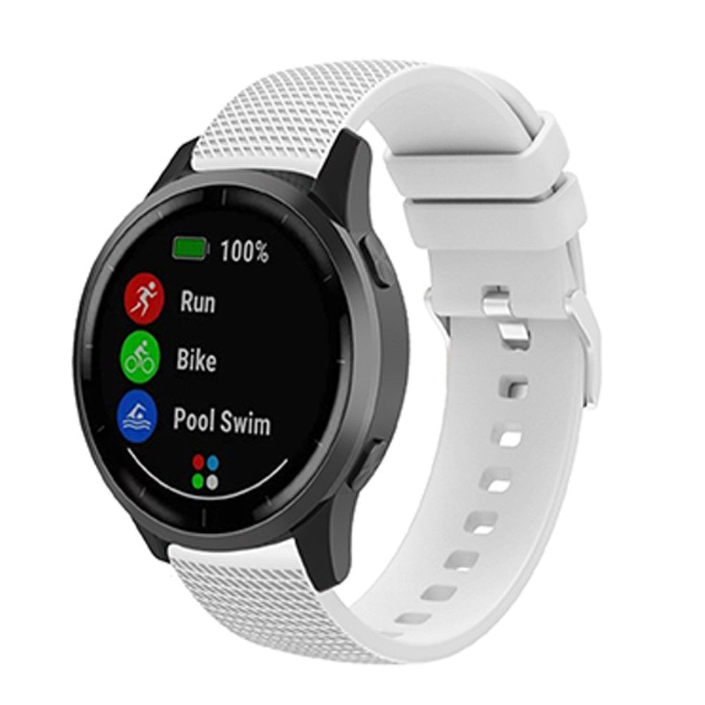 20mm Universal grid design silicone watch strap - White#serie_10