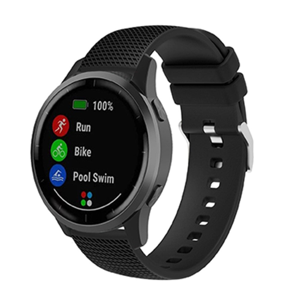 20mm Universal grid design silicone watch strap - Black#serie_7