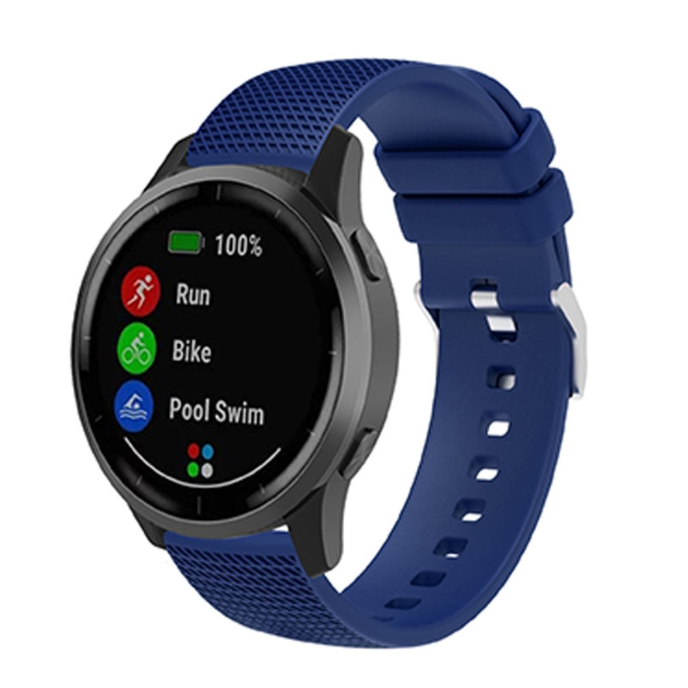 20mm Universal grid design silicone watch strap - Navy Blue#serie_8