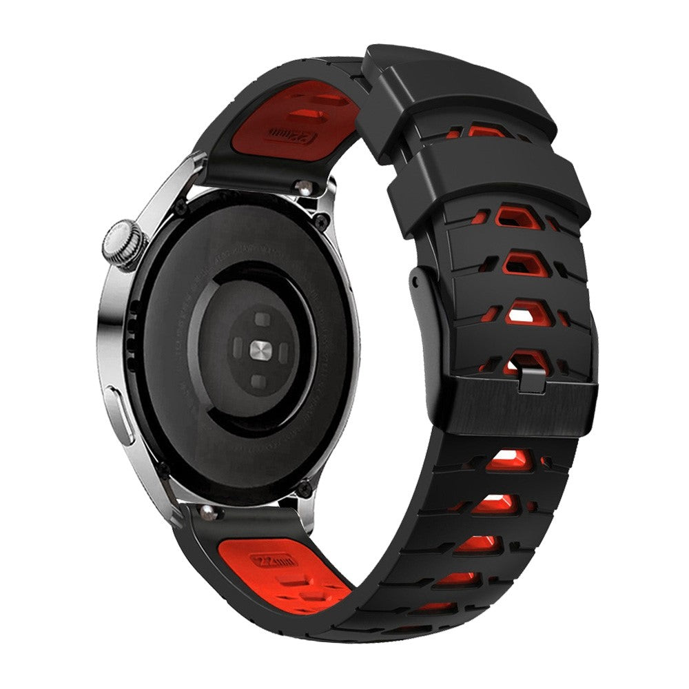 20mm Universal dual color silicone watch strap - Black / Red#serie_5