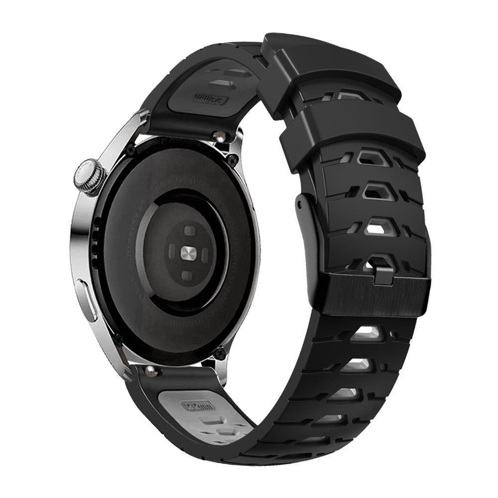 20mm Universal dual color silicone watch strap - Black / Grey#serie_7