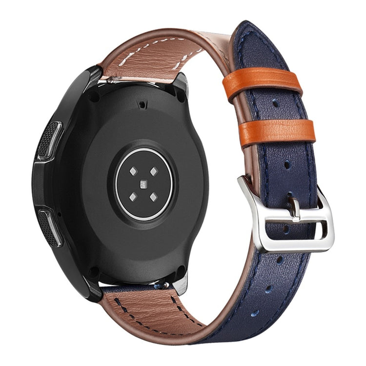 22mm Universal genuine leather watch strap - Beige / Indigo#serie_10