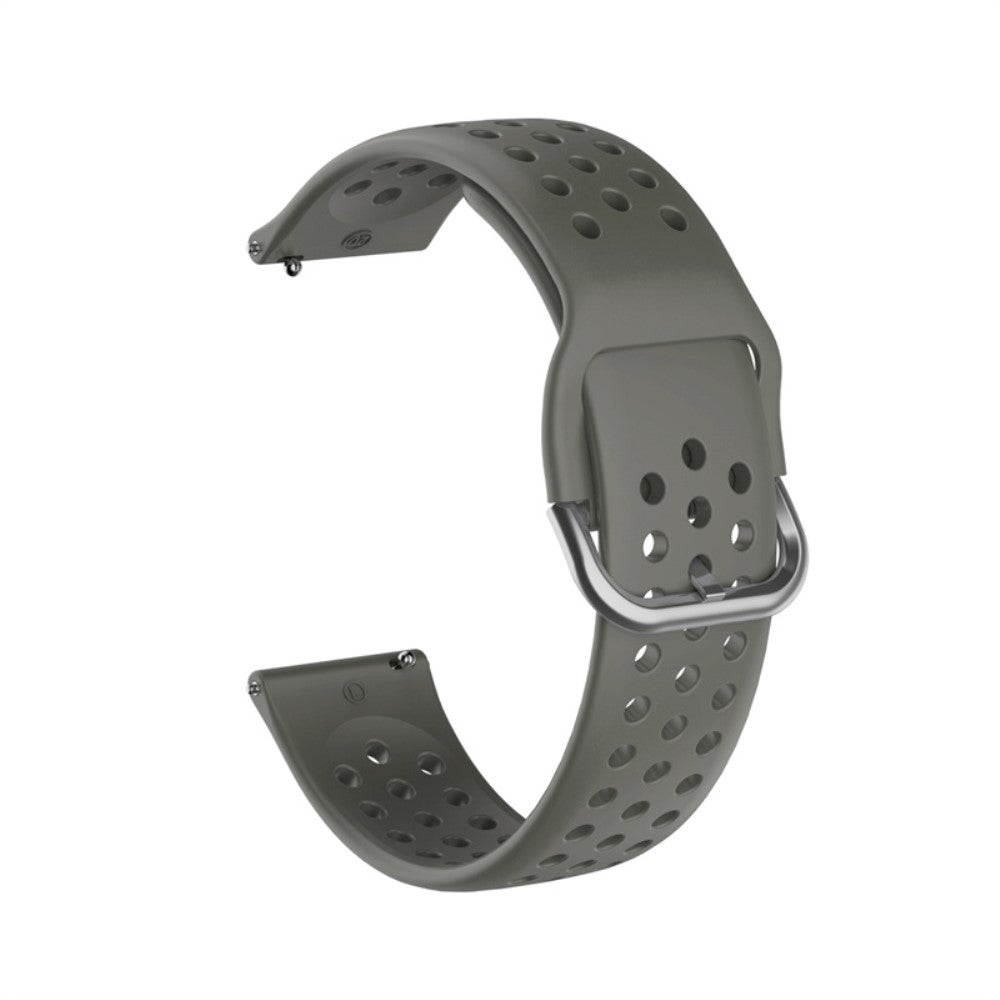 22mm Universal round hole style silicone watch strap - Dark Grey / Silver Buckle#serie_12