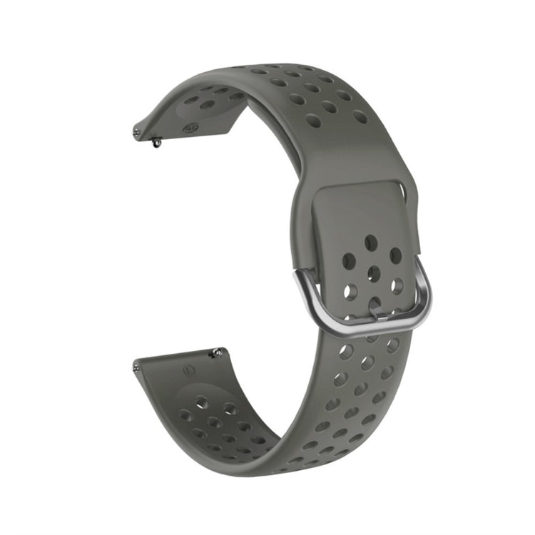 22mm Universal round hole style silicone watch strap - Dark Grey / Silver Buckle#serie_12