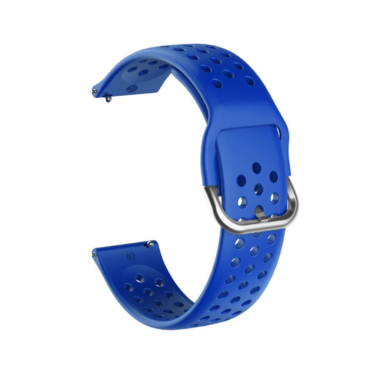 22mm Universal round hole style silicone watch strap - Dark Blue / Silver Buckle#serie_17